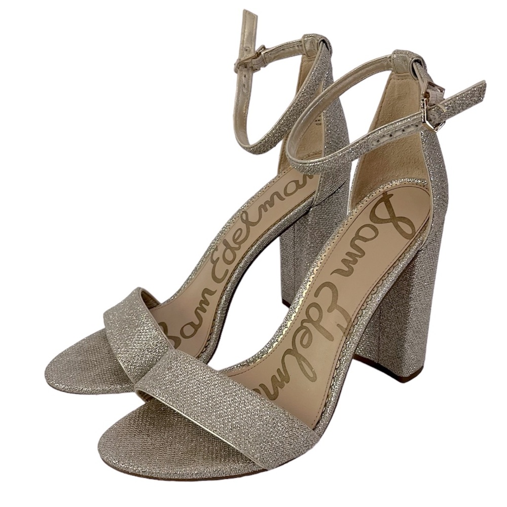 Sam Edelman Silver Yaro Block Heel Sandal Heels Size 8.5